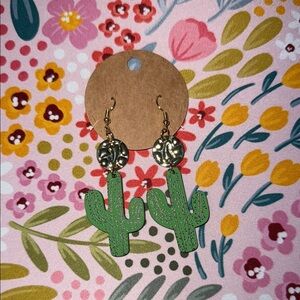 Green Cactus Earrings